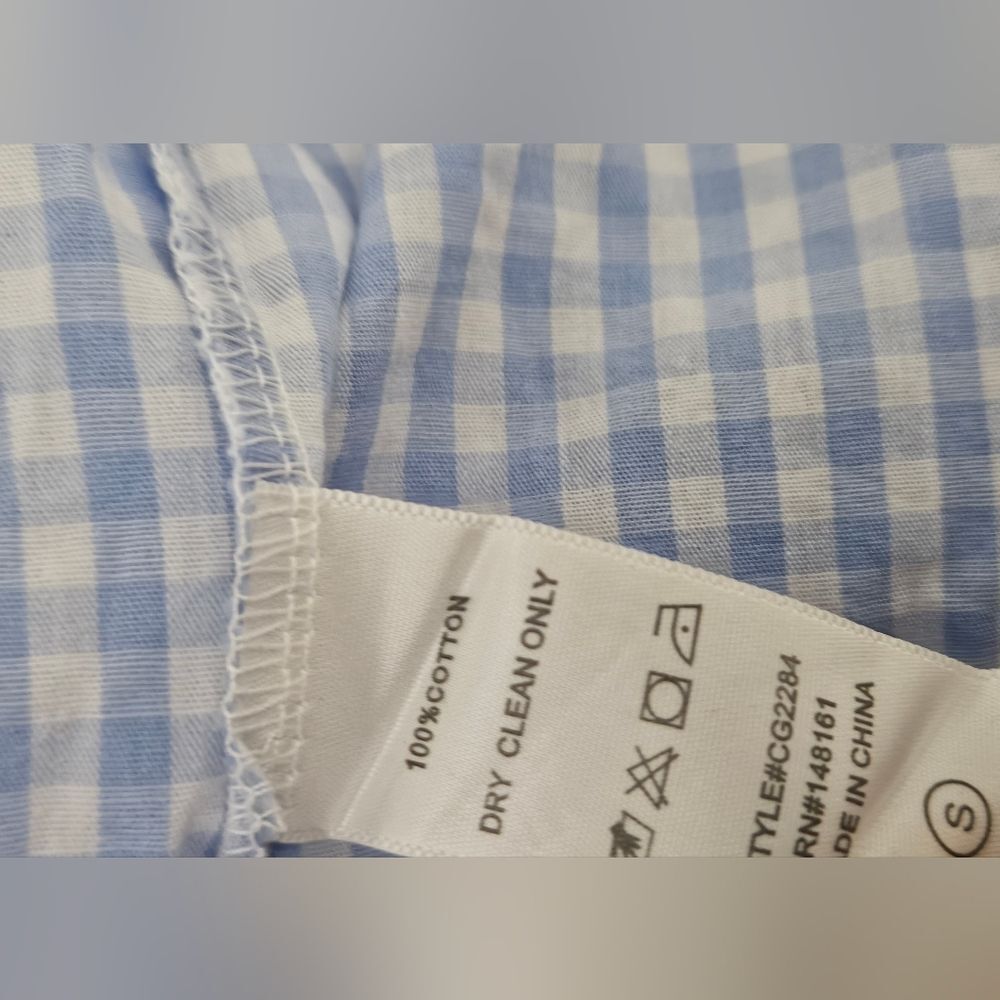 J. . Marie Blue Gingham Embroidery Smock Top, Size Small - Picture 5 of 5